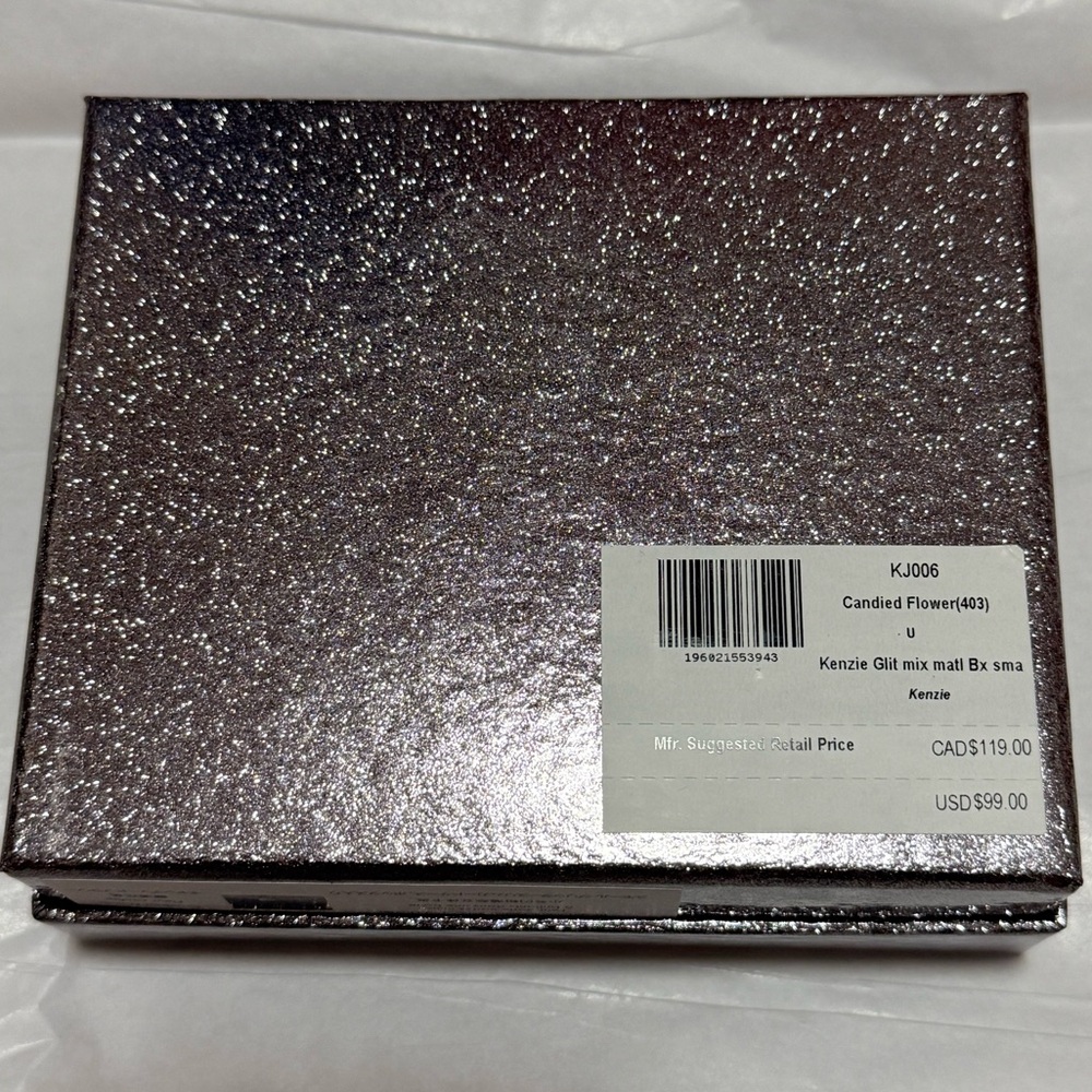 NWT Kate Spade Kenzie Boxed Glitter Small Card Holder in Silver Candied Flower - Picture 10 of 13